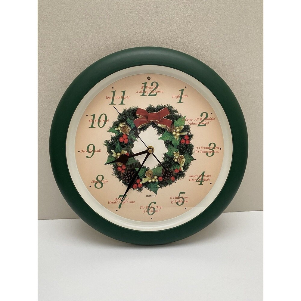 Vintage 13” Musical Christmas Carol Clock Plays 12 Christmas Carols